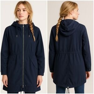 Pull & Bear Indigo Hooded Denim Anorak Jacket Navy Blue Medium